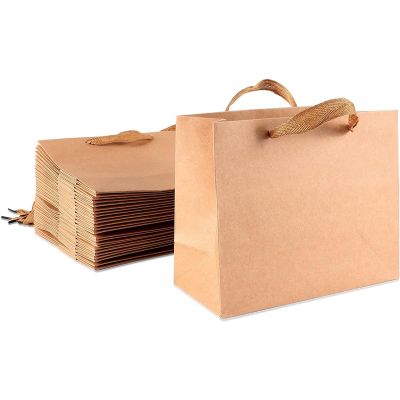 Bright Creations Brown Bag with Cloth Handle - 8.6 x 7 x 3.9 in, Brown, 25 Count - Reusable Favor Bag & Gift Sacks for Party Favors & Goodie Sacks