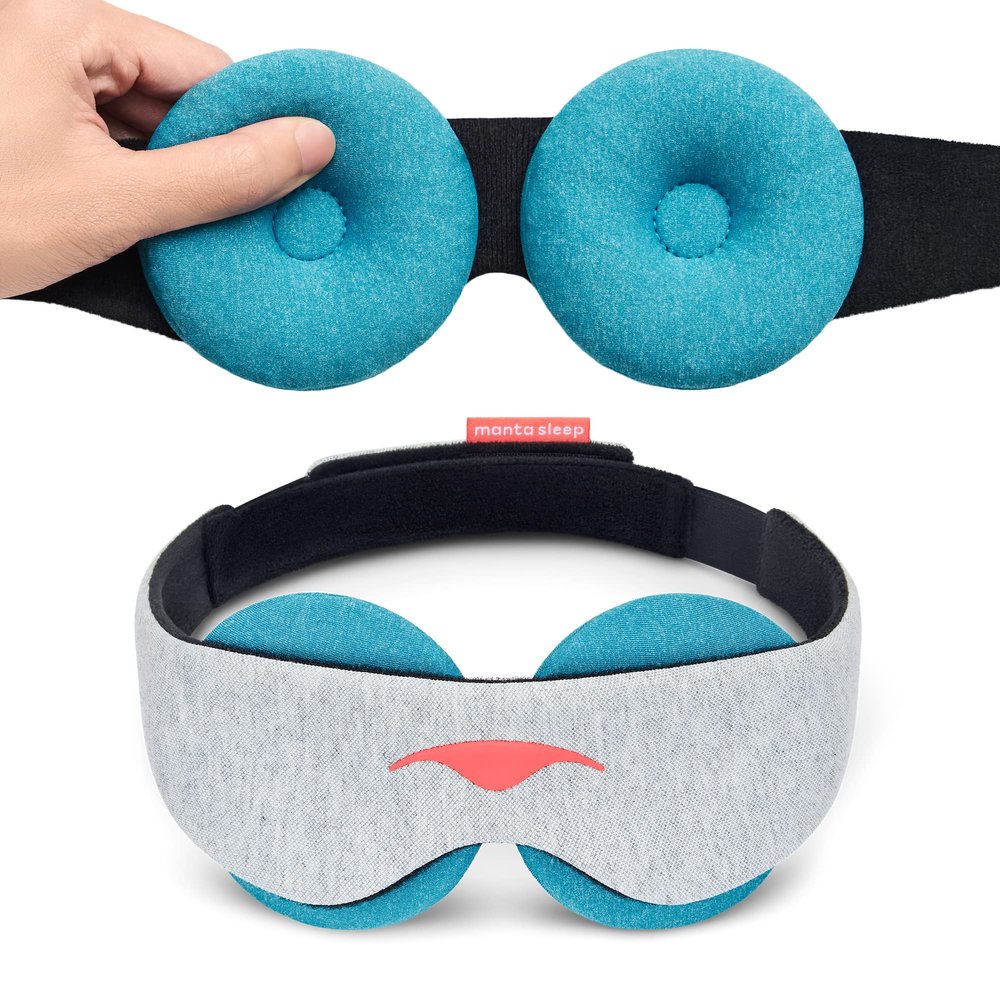 Manta Cool Sleep Mask  Blackout Eye Mask with Reusable Cooling Pads, Zero Eye Pressure and Adjustable Strap for Soothing Cool Relief