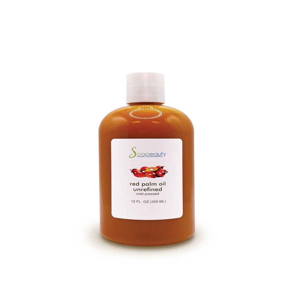 Soapeauty Red Palm Oil | 100% Pure Extra Virgin Unrefined | Cold Pressed Carrier Oil | Natural Moisturizer for Skin, Hair & DIY Skincare | 12 fl oz