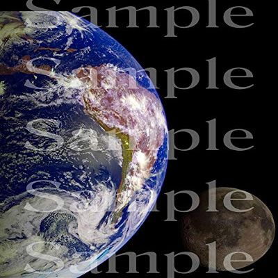 1/2 Sheet - Planet Earth & Moon Space Birthday - D24594 - 2D Edible Cake Cupcake Party Topper
