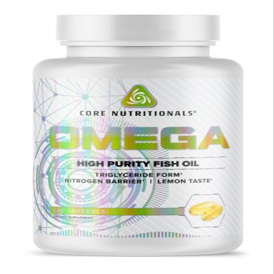 Core Nutritionals Omega High Purity Fish Oil | Triglyceride Form EPA & DHA | 1300mg Omega-3s | Brain & Heart Health Support | Lemon Taste | 120 Softgels