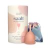 Saalt Soft Menstrual Cup  Reusable Period Cup  Made for Comfortable, Leak-Free Protection Up to 12 Hours  BPA & Latex Free  Includes Cup & Carry Bag (Small, Desert Blush) view 1