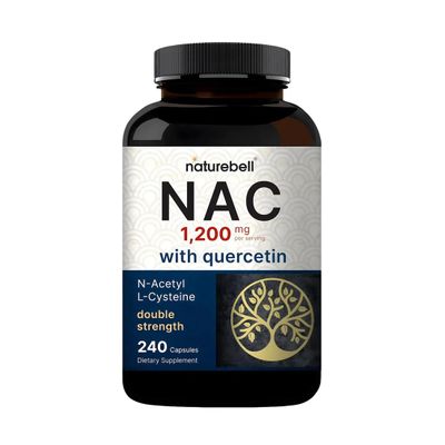 NatureBell NAC 1,200mg with Quercetin - 240 Capsules - N-Acetyl Cysteine - Antioxidant Supplement for Cellular Health - Supports Liver, Lung & Immune Function*