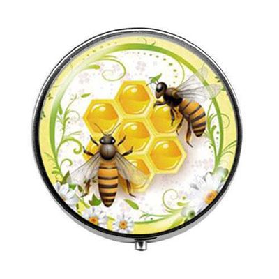 Beautiful Honey Bee Pill Box - Charm Pill Box - Glass Candy Box The Bees Jewelry Art Photo Jewelry Birthday Festival Gift Beautiful Gift