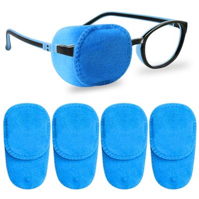 Hecaty 4 Pack Eye Patches for Kids Girls Boys, Right & Left Eye Patch for Glasses, Lazy Eye Patch for Children Treating Lazy Eye Amblyopia Strabismus and After Surgery (Blue)