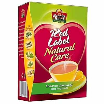 2-Pack Brooke Bond Red Label Natural Care with 5 Ayurvedic Ingredients to Boost Immunity (2 x 250 gm) Packaging may vary
