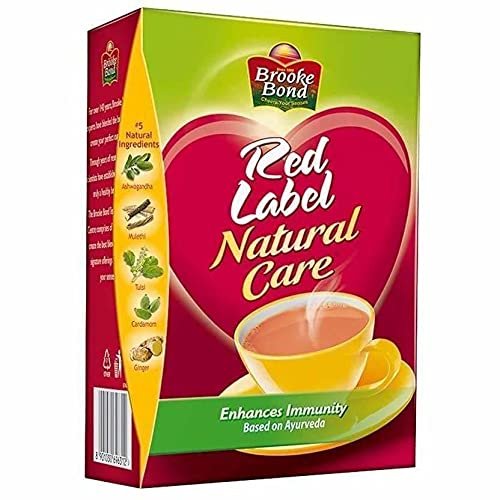 2-Pack Brooke Bond Red Label Natural Care with 5 Ayurvedic Ingredients to Boost Immunity (2 x 250 gm) Packaging may vary