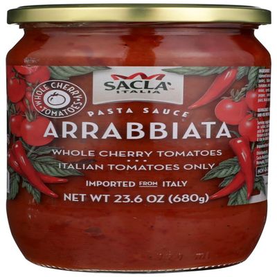 Arrabbiata Pasta Sauce with Whole Cherry Tomatoes, Imported From Italy, Net Wt 23.6 OZ (680g), PACK OF 2