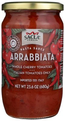 Arrabbiata Pasta Sauce with Whole Cherry Tomatoes, Imported From Italy, Net Wt 23.6 OZ (680g), PACK OF 4
