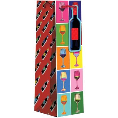 Jillson Roberts Wine Bottle Gift Bags, Party Favor Totes, Wine Glasses, 60 Pieces