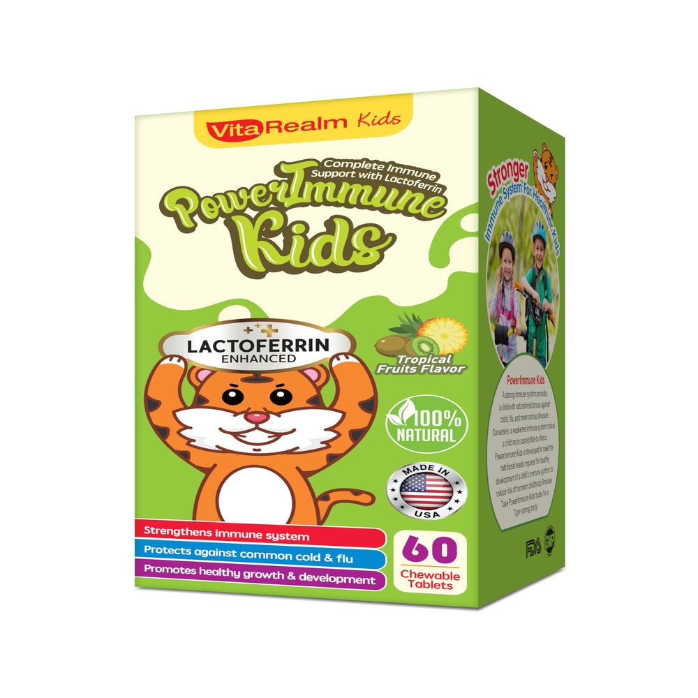 Vitarealm PowerImmune Kids, 17 Immune Boosting Nutrients + Probiotics, Chewable Tablets for Kids, 60 Chewable Tablets