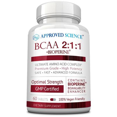 Approved Science BCAA Supplement - 60 Tablets - 2400mg - Increase Performance and Enhance Muscle Development - L-Leucine, L-Isoleucine, L-Valine - Made in USA, Non-GMO