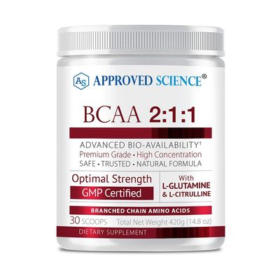 Approved Science BCAA Powder - 2:1:1 BCAA Ratio - 3500 mg L-Leucine - Fruit Punch Flavor - 25 Ounce - 30 Servings - Workout Boost, Endurance, Prevent Burnout - BioPerine - Vegan Friendly - 1 Tub