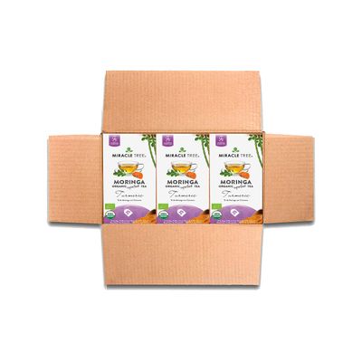 Miracle Tree - 3 Count of Organic Moringa Superfood Tea, 25 Individually Sealed Tea Bags, Turmeric (Keto, Detox, Energy/Immunity Booster, Vegan, Gluten-Free, Organic, Non-GMO, Caffeine-Free)