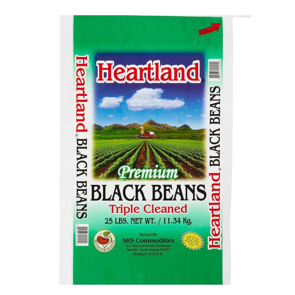 Heartland America Black Beans, Premium Quality, Made in USA Triple Cleaned, 25 lbs