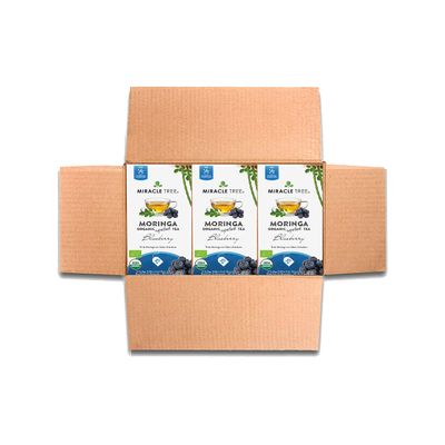 Miracle Tree - 3 Count of Organic Moringa Superfood Tea, 25 Individually Sealed Tea Bags, Blueberry (Keto, Detox, Energy/Immunity Booster, Vegan, Gluten-Free, Organic, Non-GMO, Caffeine-Free)