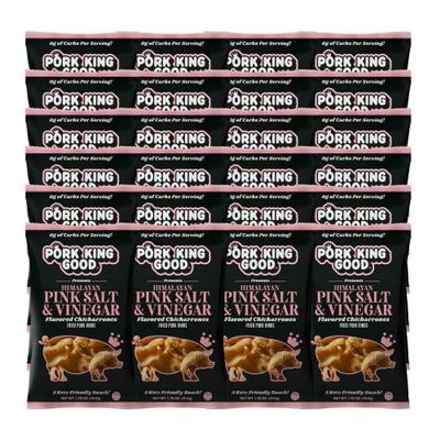 Pork King Good Pork Rinds - Himalayan Pink Salt & Vinegar 24 Pack Case (Chicharrones)