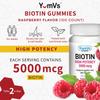 YUM-V's Biotin Gummies  High Potency Biotin Vitamins 5,000 mcg  Natural Raspberry Flavor Hair Vitamins  Kosher Hair Skin and Nails Gummies (100 Count) view 2
