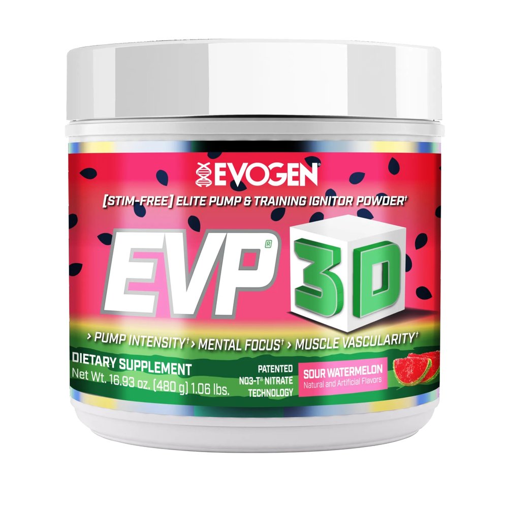 Evogen EVP 3D - Stim Free Pre Workout Powder for Men & Women | Sugar Free Non Stim Preworkout with Beta Alanine and Creatine for Energy & Pump | Sour Watermelon | 40 Servings