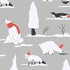 Gift Wrap - Snow Animals - Oyster/Black, White and Red Glitter view 1