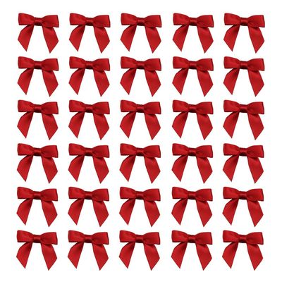 7Rainbows 50pcs Boutique 1.5" Red Satin Ribbon Mini Bows for Craft Sewing Scrapbooking Wedding and Gift Wrapping