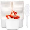Promora 12oz Paper Ice Cream Cups Disposable 50 Count + Spoons, Bowls for Hot Soup/Dessert with Spoons, Perfect for Hot & Cold Food, Disposable Soup Bowls, Ice Cream Bowls, Frozen Yogurt (White 12oz) view 1