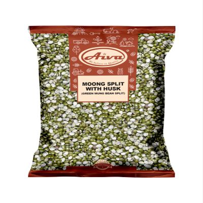 Aiva Moong Split (Green Split Mung Beans with Husk) - 2 LB, Green Moong Lentil