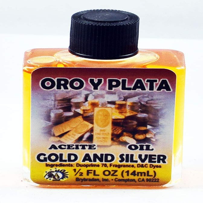 12 Pieces BRYBRADAN Gold & Silver Spiritual Oil ORO & Plata ACEITE ESPIRITUAL -1/2 FL OZ 14.7ML