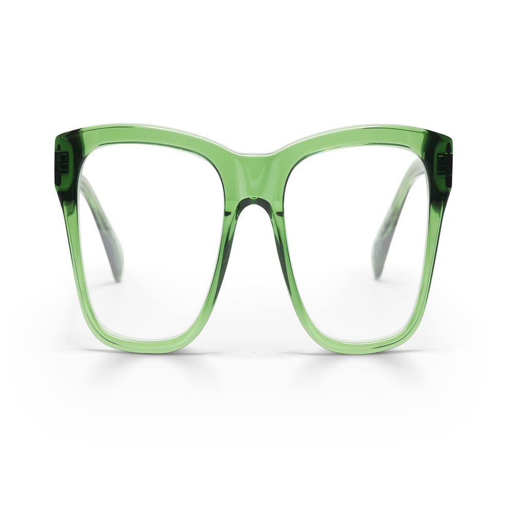 eyebobs Kvetcher Unisex Premium Blue Light Readers, Green crystal front and temples, 2.25 Diopter