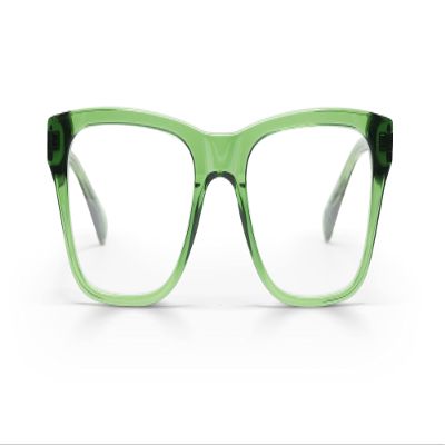 eyebobs Kvetcher Unisex Premium Blue Light Readers, Green crystal front and temples, 2.75 Diopter