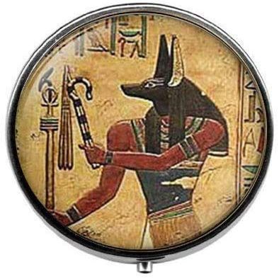 Anubis Pill Box,Candy Box Egyptian Lord of The Underworld Egyptian Jewelry Vintage Charm Glass Photo Jewelry