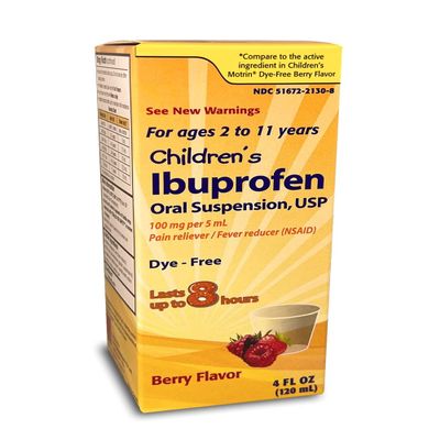 Children's Ibuprofen Oral Suspension 100 mg per 5 mL, 4 Fl Oz, Pain Reliever and Fever Reducer for Ages 2-11 Years, Dye-Free, Berry Flavor
