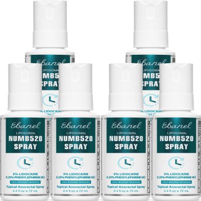 Ebanel 6-Pack 5% Lidocaine Spray Pain Relief Numb520 Burn Itch Relief Numbing Spray for Skin, Topical Anesthetic Postpartum Hemorrhoid Treatment with Phenylephrine for Local and Anorectal Uses