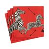 Caspari Zebras Paper Cocktail Napkins in Red - Four Packs of 20 view 1