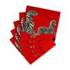 Caspari Zebras Paper Cocktail Napkins in Red - Four Packs of 20 view 4