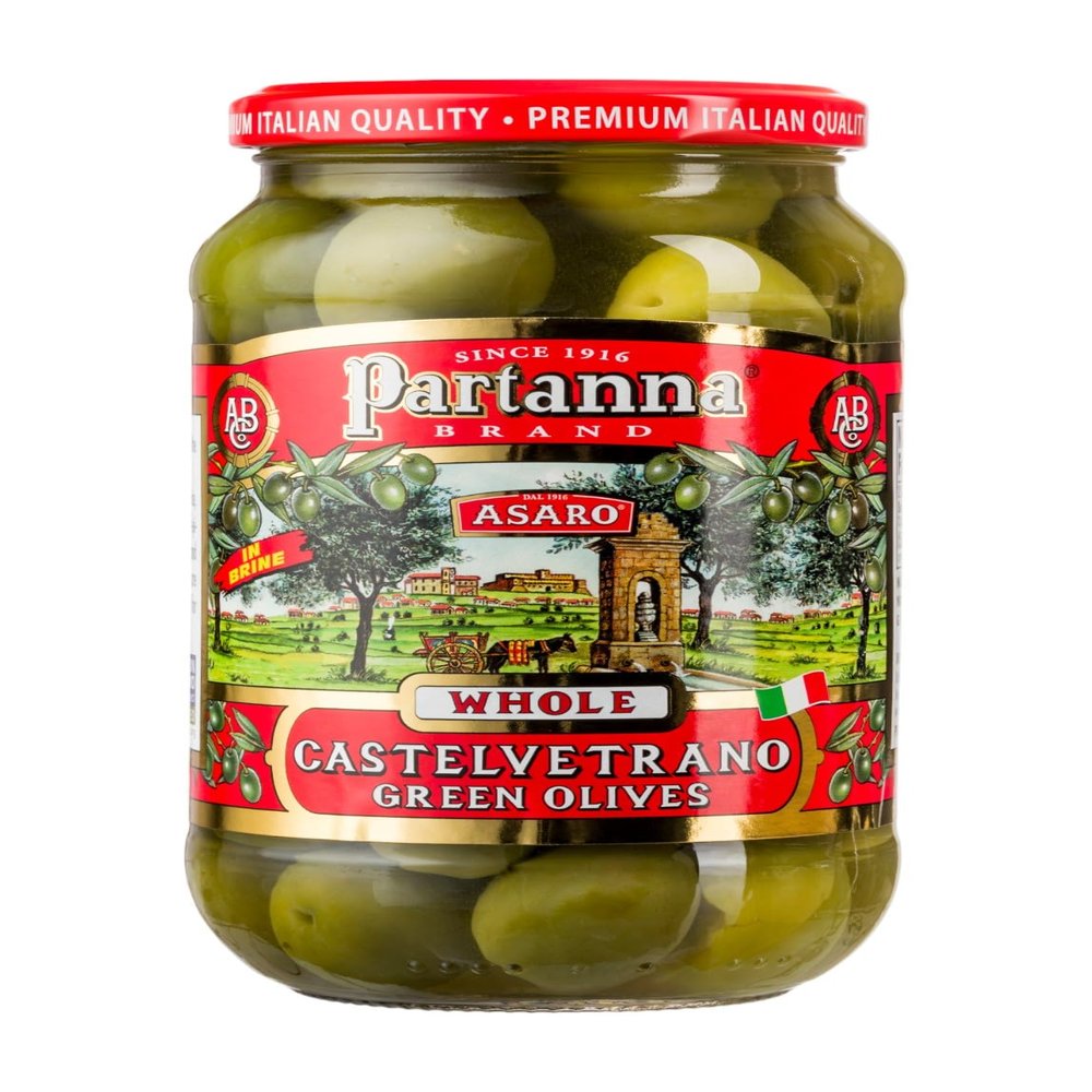 Partanna Whole Castelvetrano Olives - Authentic Sicilian - Product Of Italy - Premium Handpicked Imported Italian Olives Great For Every Occasion - 12oz Jar