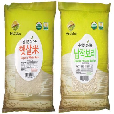 McCabe Organic Grain Bundle (White Rice + Pressed Barley), USDA Certified Organic, CCOF Certified, Product of USA