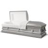 Titan Casket Andover Series Steel Funeral Casket for Humans (Silver) Handcrafted Steel Casket with Silver Finish with White Crepe Interior view 1