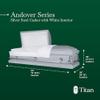Titan Casket Andover Series Steel Funeral Casket for Humans (Silver) Handcrafted Steel Casket with Silver Finish with White Crepe Interior view 2