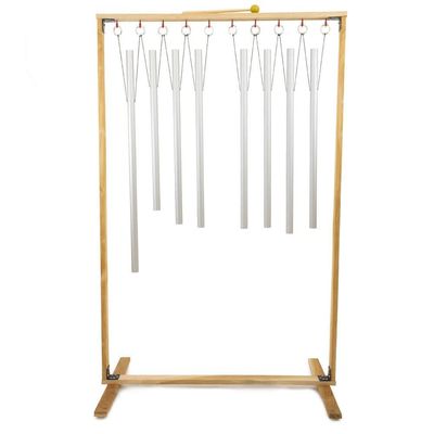 Set of 8 Fibonacci Tuned Healing Chimes with Framed Wood Stand - Includes 8 Chimes, Stand, & Mallet/Clean Tones/Great for Spiritual & Sound Healing