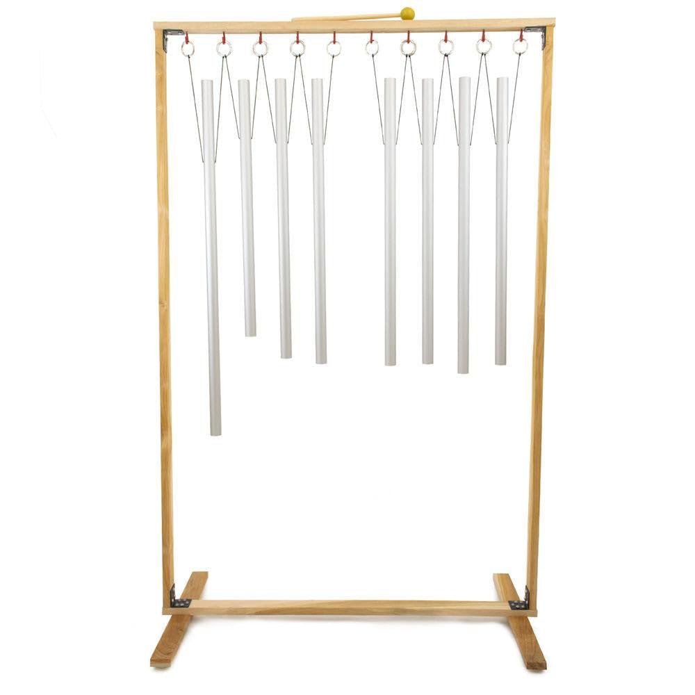 Set of 8 Fibonacci Tuned Healing Chimes with Framed Wood Stand - Includes 8 Chimes, Stand, & Mallet/Clean Tones/Great for Spiritual & Sound Healing