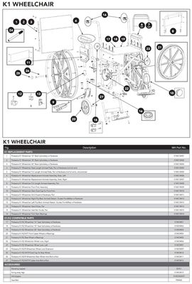 #1-16" Back Upholstery w/Hardware for Probasics K1 Wheelchair (Models WC11616DE,WC11616DS,WC11816DE,WC11816DS)