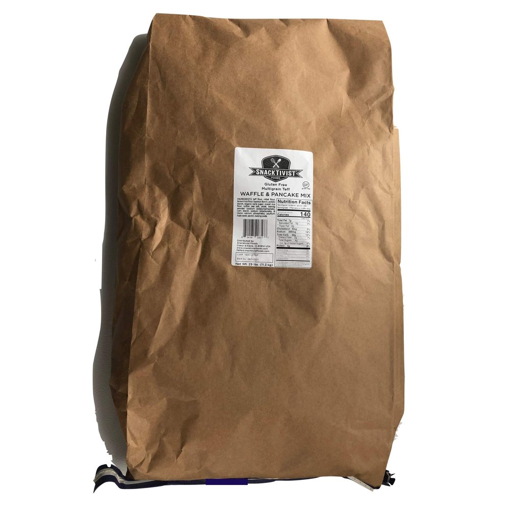 Snacktivist Foods - Ivory Teff Pancake & Waffle Mix, Gluten-Free, Non-GMO, Egg-Free, Dairy-Free, 25 Pounds Bulk Bag