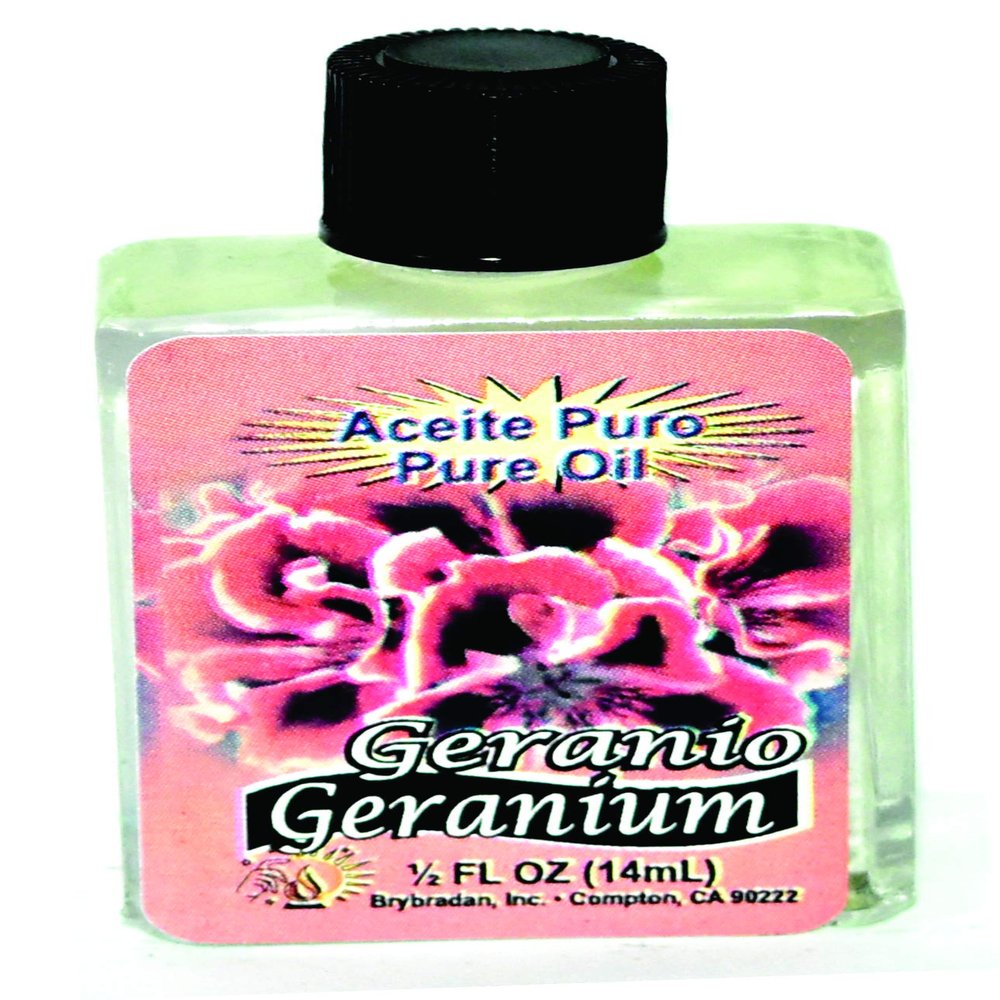 12 PIECES BRYBRADAN GERANIUM PURE OIL GERANIO ACEITE PURO  FL.OZ. (14.7 ML)