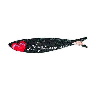 Bordallo Pinheiro + Sardine + Love Equation by Pedro Reis + H 1" W 7" L 1" + Multicolor