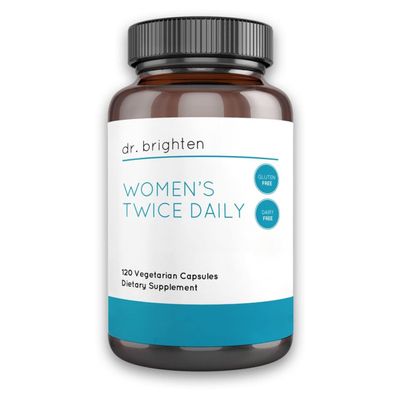 Dr. Brighten Womens Twice Daily  Premium Womens Multivitamin, Full-Spectrum with No Iron, Unique Nutrients, Higher B Vitamins  120 Capsules