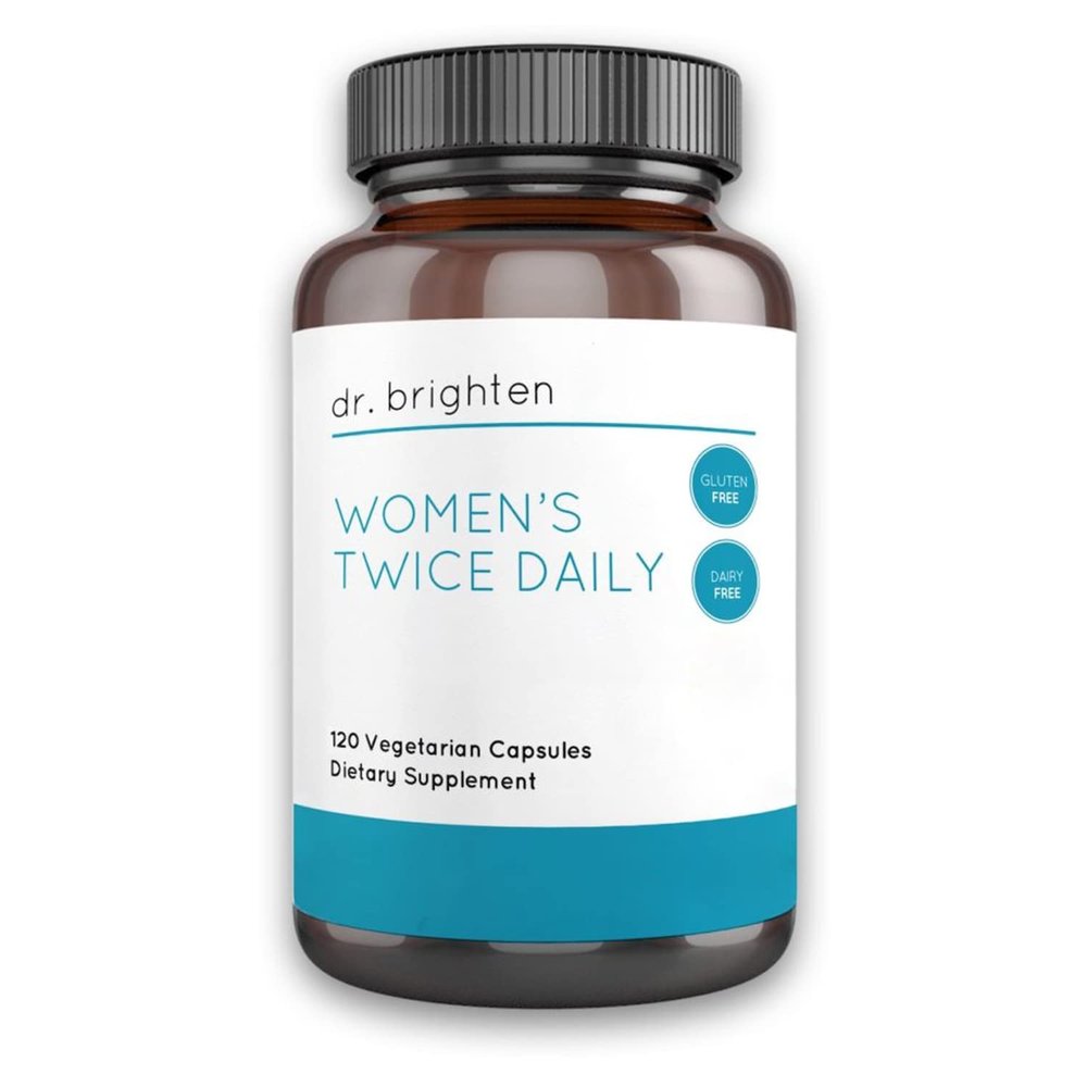Dr. Brighten Womens Twice Daily Premium Womens Multivitamin, Full-Spectrum with No Iron, Unique Nutrients, Higher B Vitamins 120 Capsules