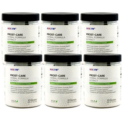 AOLYM Prost-Care Multi Target Advanced Herbal Formula 4000 mg, Promote Pelvic Wellness, Maintain Healthy Prostate Volume, Enhance Healthy Urinary Function for Man 20 Packets/Bottle (Pack of 6)
