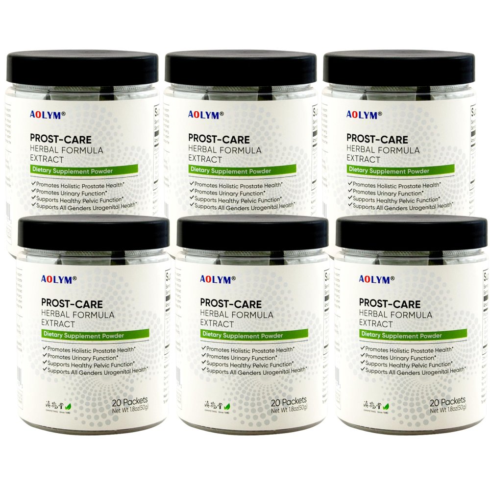 AOLYM Prost-Care Multi Target Advanced Herbal Formula 4000 mg, Promote Pelvic Wellness, Maintain Healthy Prostate Volume, Enhance Healthy Urinary Function for Man 20 Packets/Bottle (Pack of 6)