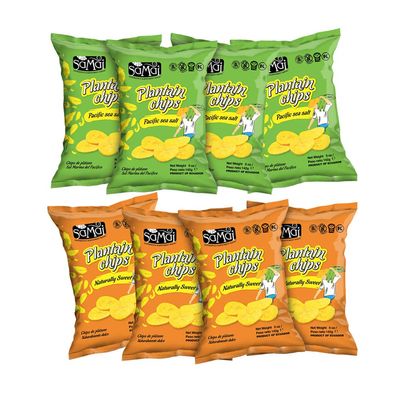 SAMAI Plantain Chips 5oz (Pack of 8) Variety Pack (Pacific Sea Salt and Naturally Sweet) - Gluten Free, All Natural, NON-GMO and Kosher